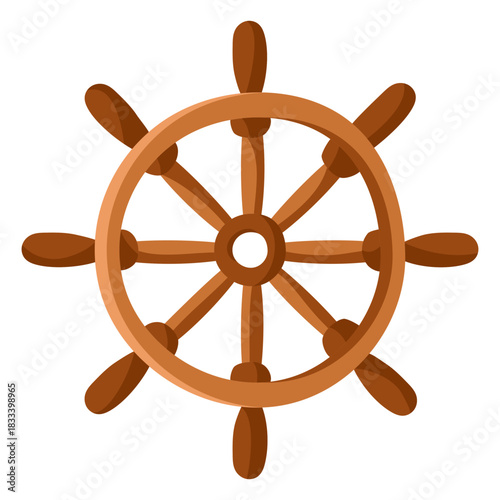 Ship steering wheel illustration flat