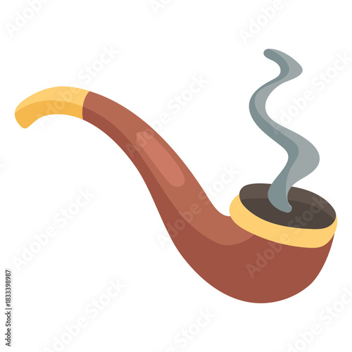 Smoking pipe icon flat
