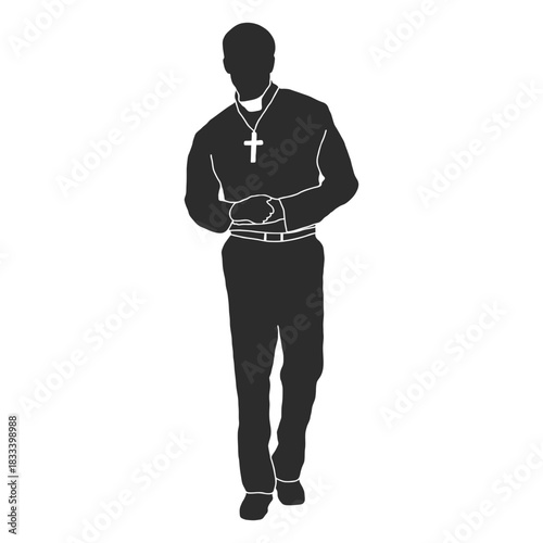 Standing priest clergy stencil priest