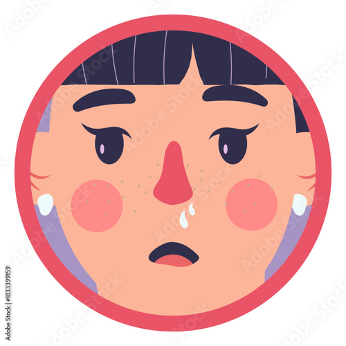 Covid 19 symptom girl runny nose