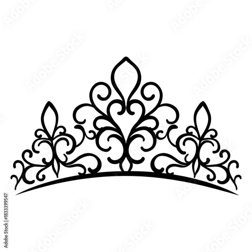 Quinceanera swirls tiara stroke