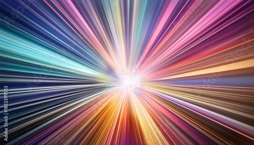 radiant multicolored light rays burst outward filled with shimmering sparkles and pastel hues