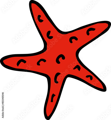Funny simple starfish. Doodle. vector image..eps