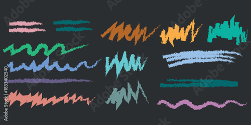 Underline Vector Set Hand-Drawn Brush Strokes and Vintage Dividers. Calligraphic Underline and Border Vector. Black Brushstroke Underlines and Swirl Dividers. Eps 10. Black marker and brush stroke set