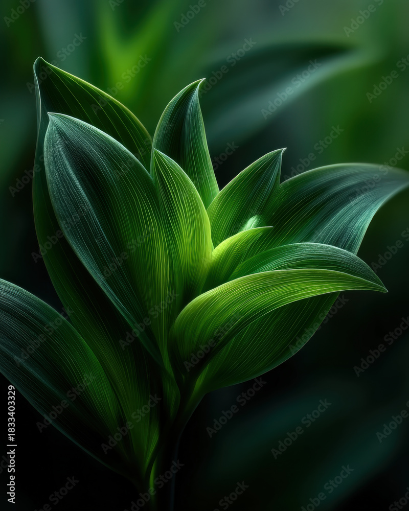 Obraz premium Monochrome forest green abstract wallpaper with smooth curved highlight and soft background
