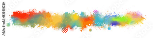 colored isolated long horizontal blot on white background . Hand drawn. Not AI, vector illustration.