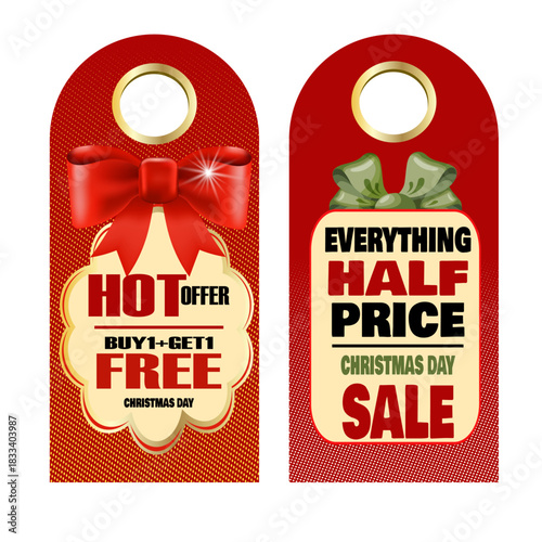 A set of discount stickers and coupons for Christmas and New Year