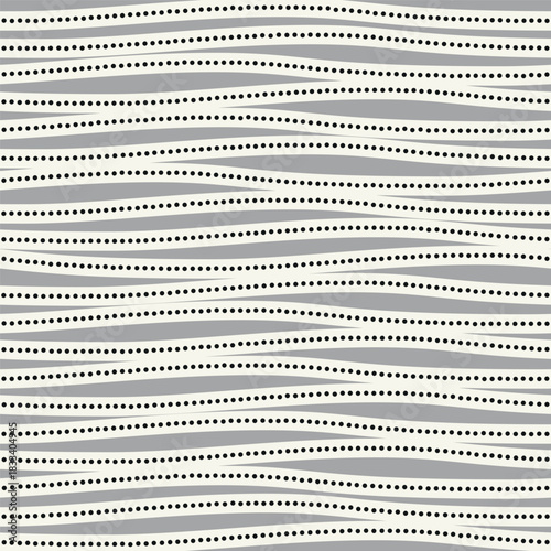 Vector seamless pattern. Modern texture. Repeating, abstract background with dotted waves. Graphic, wavy stripes. Can be used as a swatch in Illustrator.