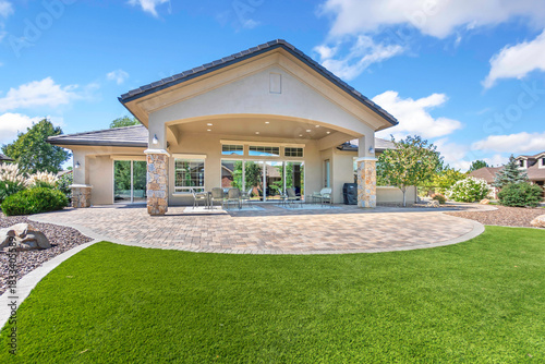 Photography Contemporary Lowmaintenance Backyard Outdoor Space, Modern Backyard With Turf An