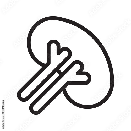 Kidney Icon Illustration Medical Healthcare Symbol Anatomy Renal Health Urinary System Organ Outline Minimalist Design