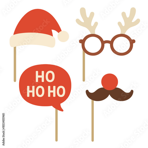 Accessories for a photo shoot on a green background featuring a Christmas or New Year theme