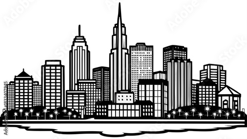 Very beautiful Nashville skyline glowing at dusk with soft, vibrant city lights, modern towers, and a calm riverfront atmosphere in a clean, non-branded stock-friendly style.