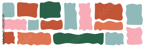 Retro text box comment abstract round colorful pastel organic natural blob blot irregular form shape. Wavy vector speech curvy bubbles for text