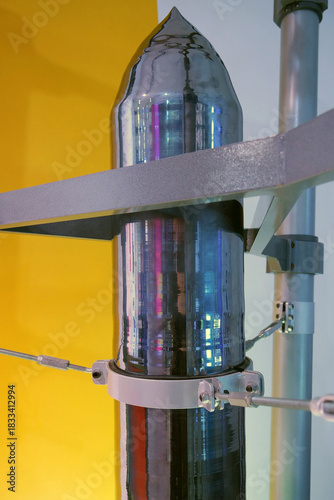 Monocrystalline silicon ingot. Cylindrical ingot of ultra-pure silicon