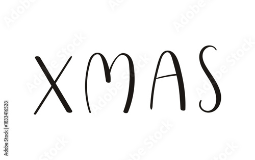 Xmas hand lettering isolated on transparent background. Hand drawn vector illustration. Handwritten text, typography, holiday quote. Christmas design element, clip art