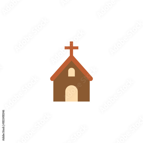 Vector church building chapel flat icon. Christian church building simple catholic tower religion orthodox cartoon icon
