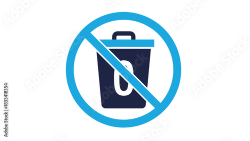 No trash or waste allowed A prohibition symbol depicting a crossed out waste bin