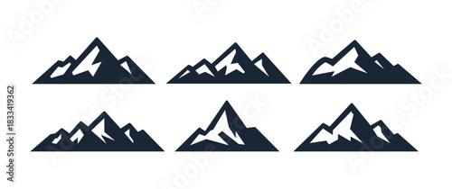 Mountain logo vector icon illustration. Peak mountain snow range silhouette abstract outdoor symbol icon
