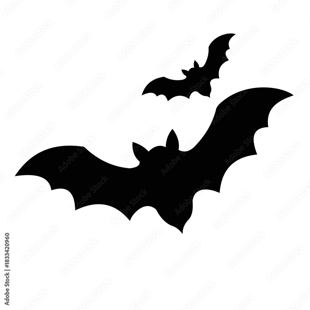 Fototapeta premium Bats flying with their wings, silhouette a light background. Vector