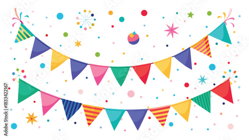 Bright and cheerful background with colorful bunting, perfect for a celebration or festive event..eps