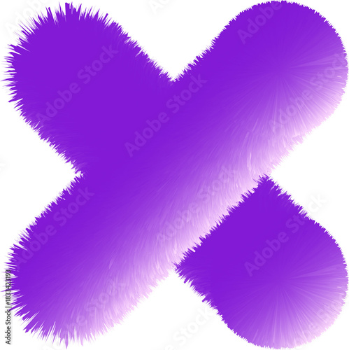 Purple fuzzy X shape for reject