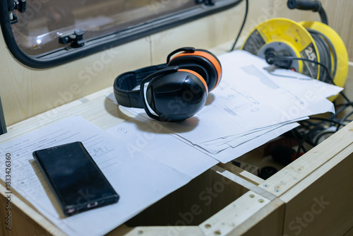 A young craftsman restores a caravan in a hangar.