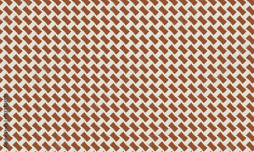 長方形を絞った図形のレンガのような茶色とベージュのバスケットウィーブ模様