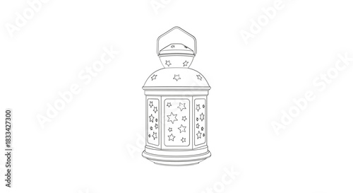 Ornate islamic lantern with intricate geometric patterns and arabic calligraphy details