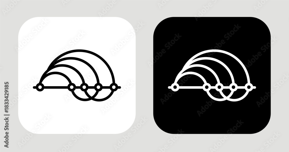 Fototapeta premium Market Arc Icon In Black and White Line Style