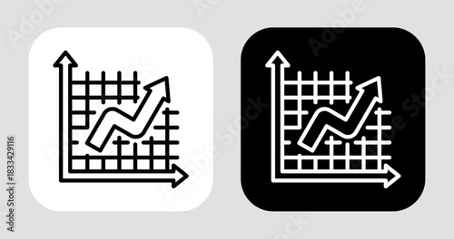 Rising Trend Icon In Black and White Line Style