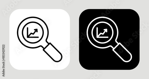 Trend Focus Icon In Black and White Line Style