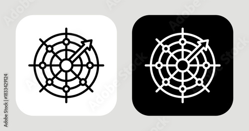 Insight Radar Icon In Black and White Line Style