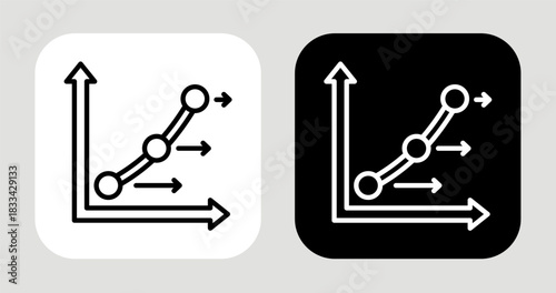Market Flow Icon In Black and White Line Style