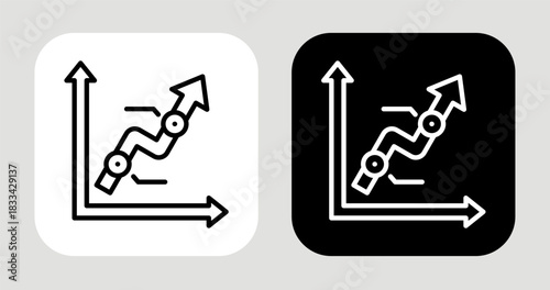 Growth Path Icon In Black and White Line Style