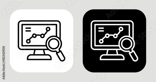 Trend Monitor Icon In Black and White Line Style