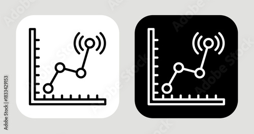 Market Signal Icon In Black and White Line Style