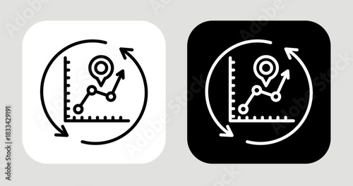 Growth Marker Icon In Black and White Line Style