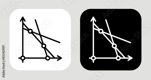 Trend Angle Icon In Black and White Line Style