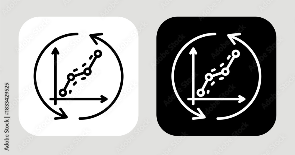 Fototapeta premium Movement Chart Icon In Black and White Line Style