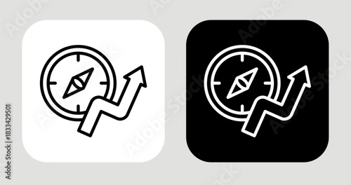 Trend Compass Icon In Black and White Line Style