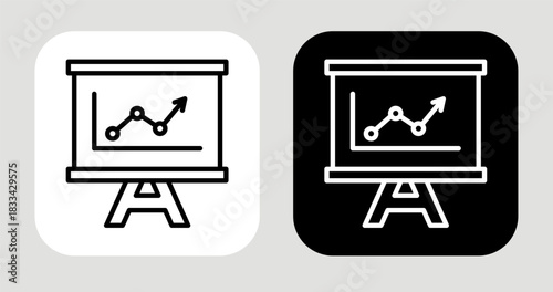 Trend Summary Icon In Black and White Line Style