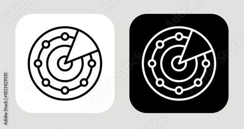 Trend Radar Icon In Black and White Line Style