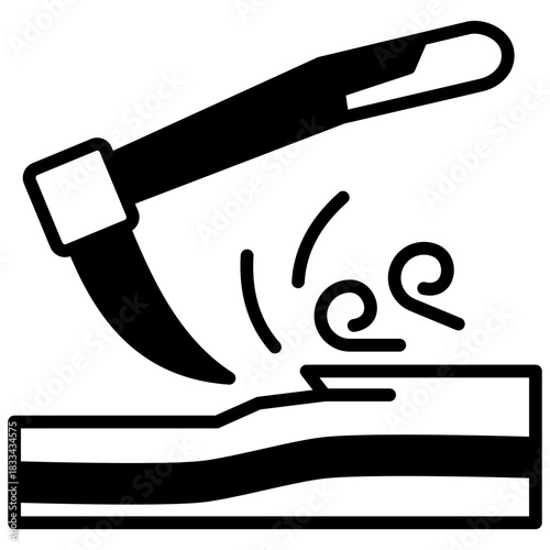 Adze Glyph Icon, Mini Illustration Relate To Carpentry, Wood Industry. Use For Modern Concept, Ui, Ux Web And App Development.