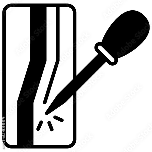 Awl Punch Glyph Icon, Mini Illustration Relate To Carpentry, Wood Industry. Use For Modern Concept, Ui, Ux Web And App Development.