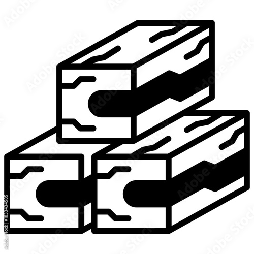 Beam Wood Glyph Icon, Mini Illustration Relate To Carpentry, Wood Industry. Use For Modern Concept, Ui, Ux Web And App Development.