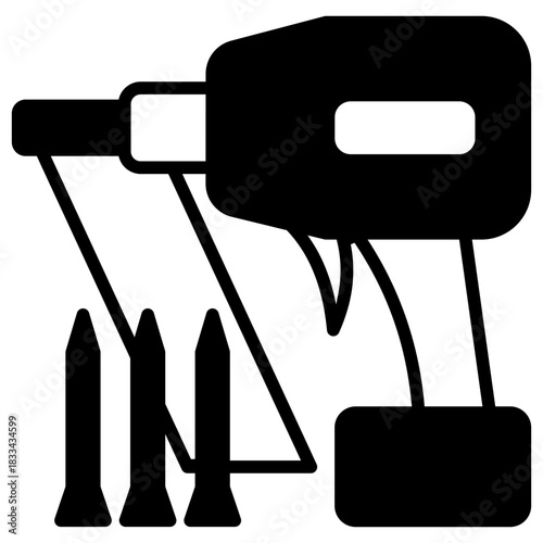 Brad Nail Glyph Icon, Mini Illustration Relate To Carpentry, Wood Industry. Use For Modern Concept, Ui, Ux Web And App Development.