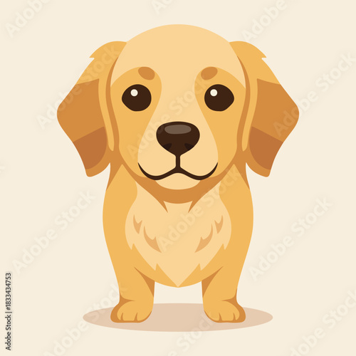 Friendly Golden Retriever Cartoon Icon
