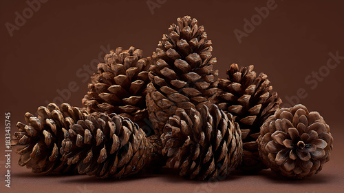 Advertising photo of a group of pine cones
