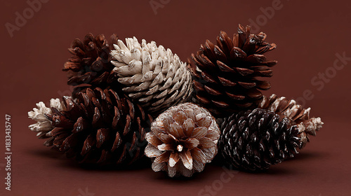 Advertising photo of a group of pine cones