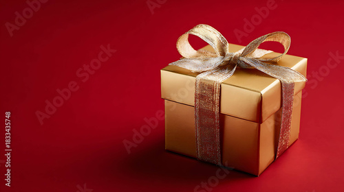 Festive Golden Gift Box for Christmas Advertising